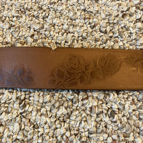 Lucky Brand Womens Genuine Leather Belt Size XS 30" Brown Floral Western Boho - Picture 4 of 12